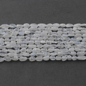 3 Long Strands AAA Quality White Rainbow Moonstone Oval Shape Briolettes -White Rainbow Moonstone 6mmx5mm -11mmx5mm 16 inches RB441 - Tucson Beads