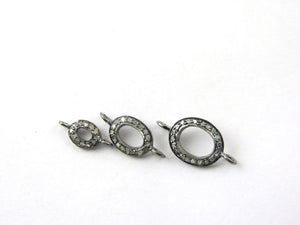 1 PC Pave Diamond Oval Disc Connector Over 925 Sterling Silver - PDC305 - Tucson Beads
