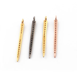 1 Pc Pave Diamond Spike Charm Pendant 925 Sterling Silver/Vermeil - Rose Gold Vermeil & Yellow Gold Vermeil 34mmx2mm PDC014 - Tucson Beads