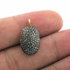 1 Pc Pave Diamond Oval Charm 925 Sterling Silver / Sterling Vermeil Pendant - 20mmx11mm PDC053 - Tucson Beads