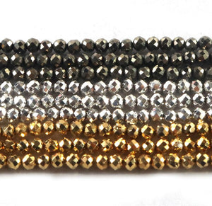 5 Strands Gold Pyrite Tiny Micro Faceted Beads,Small Beads,Small Gold Beads 2mm 13 Inches RB195 - Tucson Beads