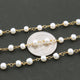 Glass Pearl 4mm Rosary Style Beaded Chain - Pearl Beads Wire Wrapped 24k Gold Plated Chain SC002 - Tucson Beads