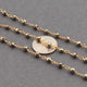 5 Feet Natural Pyrite 3-4mm Rosary Style Beaded Chain - Beads wire wrapped 24k Gold  Plated  BDG010 - Tucson Beads