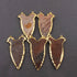 5 PCS Shaded Brown Jasper Arrowhead  24k Gold  Plated Charm Double Bail Pendant-Electroplated With Gold Edge - 60mm-66mm AR059