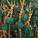3 Feet Dyed Emerald Cubes Beaded Chain - Dyed Emerald  Cubes wire wrapped 24 k Gold plated Chain BD015 - Tucson Beads
