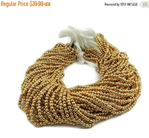 5 Strands AAA Quality 24k Gold Plated Brass Ball 2mm 13.5 inch strand GPC435 - Tucson Beads