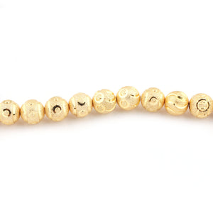 1 Strand 24k Gold Plated Designer Copper Diamond Cut Ball Beads - Jewelry Making -12mm 7 Inches GPC096 - Tucson Beads