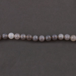 1 Long Strand Grey Shaded Chalcedony Faceted Ball Beads - Gray Chalcedony Beads 10mm 14 Inch BR1412 - Tucson Beads
