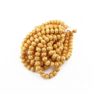 1 Strand 24k Gold Plated Designer Copper Casting Round Ball Beads - Jewelry Making - 8mmx10mm 8 Inches GPC144 - Tucson Beads