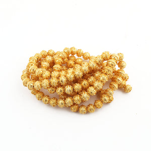 1 Strand 24k Gold Plated Designer Copper Casting Round Ball Beads - Jewelry Making- 9mmx10mm 8 Inches GPC140 - Tucson Beads