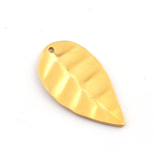 5 Pcs Gold Leaf Charm Pendant - 24k Matte Gold Plated  - Brass Gold Leaf Pendant 43mmx23mm GPC366 - Tucson Beads