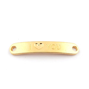 1 Pc Gold Rectangle Message Connector - 24k Matte Gold Plated - Brass Gold Rectangle With Stamp Text Connector 39mmx7mm GPC356 - Tucson Beads