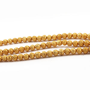 1 Strand 24k Gold Plated Designer Copper Casting Round Ball Beads - Jewelry Making  - 7mm 8 Inches GPC146 - Tucson Beads