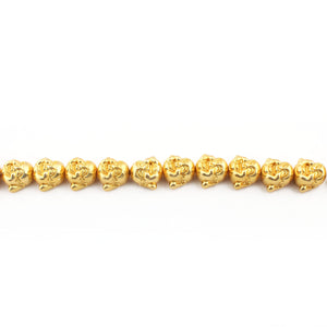 1 Strand Beautiful Laughing Buddha Face Beads 24K Gold Plated on Copper - Buddha Beads 18mmx20mm 8.5 Inches GPC141 - Tucson Beads