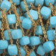 3 Feet Turquoise Stablized Cubes 9mm Beaded Chain - Box Shape Beads Wire Wrapped 24 k Gold Plated Chain BD254 - Tucson Beads