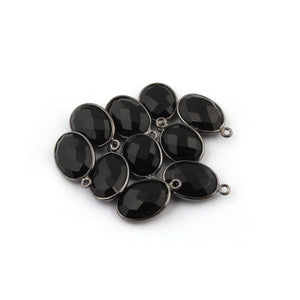 10 Pcs Black Onyx Faceted Oxidized Silver Oval Single Bail Pendant - 16mmx11mm-18mmx11mm SS051 - Tucson Beads