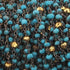 5 Feet Turquoise and Gold Pyrite 3mm Black Wire Wrapped Beaded Chain -Turquoise  Beads in Black Wire Wrapped chain Bdb060
