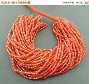 5 Strands Orange Zircon Faceted Rondelles- Finest Quality Zircon Rondelles Beads 3mm 16 inch strand RB056 - Tucson Beads