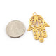 1 Pc Beautiful Hamsa Bead 24K Gold Plated on Copper - Hamsa Single Bail Pendant 43mmx28mm  GPC172 - Tucson Beads