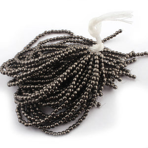 5 Strand AAA Quality Copper Beads Oxidized Black Polish On Copper - Round Ball Beads 3mm- 8 Inches Strand GPC115 - Tucson Beads