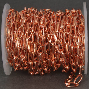 5 Feet Rose Gold Plated Copper Chain - Cable Oval Link Chain - Curb Chain - Necklace Chain - Soldered Chain 10mmx5mm GPC609 - Tucson Beads