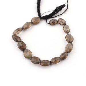 1 Strand Smoky Quartz Faceted Oval Briolettes - Center Drill Ovel Beads 11mmx7mm-14mmx10mm 7.5 Inch BR2694 - Tucson Beads