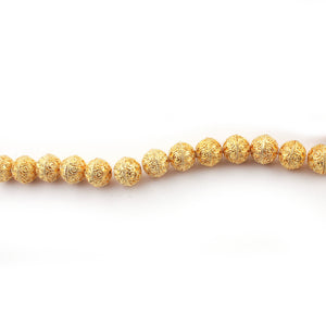 1 Strand 24k Gold Plated Designer Copper Casting Round Ball Beads - 14mmx15mm - Jewelry Making- 9 Inches GPC074 - Tucson Beads