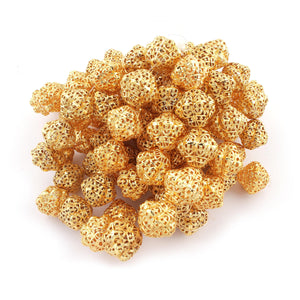 1 Strand 24k Gold Plated Designer Copper Casting Hexagon With Flower Design Beads- Jewelry Making 21mmx22mm 9 Inches GPC046 - Tucson Beads