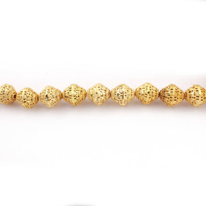1 Strand 24k Gold Plated Designer Copper Casting Hexagon With Flower Design Beads- Jewelry Making -20mmx16mm 9 Inches GPC047 - Tucson Beads