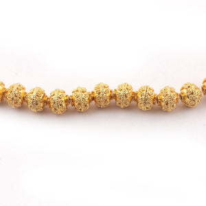 1 Strand 24k Gold Plated Designer Copper Casting Round Ball Beads - 14mmx15mm - Jewelry Making- 8 Inches GPC054 - Tucson Beads
