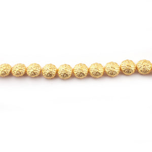 1 Strand 24k Gold Plated Designer Copper Casting Stamped Finish Round Beads - 20mmx20mm  Round Beads Jewelry - 8 Inches GPC118 - Tucson Beads