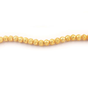 1 Strand 24k Gold Plated Designer Copper Casting Round Ball Beads - Jewelry Making - 9mmx7mm 8 Inches GPC007 - Tucson Beads