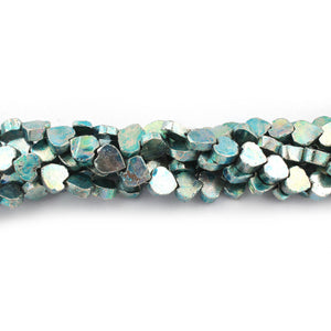 Bulk Lot 1 Strands Finest quality Light Blue Pyrite Briolettes - Blue Pyrite Faceted Heart Shape Beads 8mm-9mm 10 Inches BR3084 - Tucson Beads