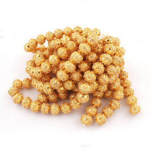 1 Strand 24k Gold Plated Designer Copper Casting Round Beads - Jewelry Making - 13mm 8 Inches GPC062 - Tucson Beads