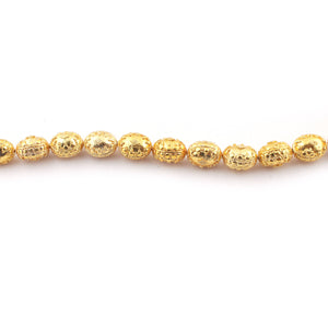 1 Strand 24k Gold Plated Designer Copper Casting Oval Beads - Jewelry Making- 10mmx14mm 8 Inches GPC087 - Tucson Beads