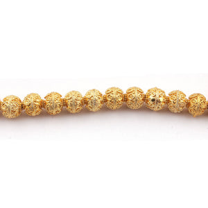 1 Strand 24k Gold Plated Designer Copper Casting Round Ball Beads - Jewelry Making - 11mmx10mm 8 Inches GPC037 - Tucson Beads