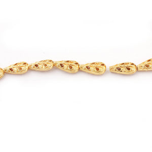 1 Strand 24k Gold Plated Designer Copper Casting Pear Drop Beads - Jewelry Making- 21mmx10mm 8 Inches GPC048 - Tucson Beads