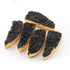 4 Pcs Black Agate 24K Gold Plated Horn Shape Sparkle Druzy Single Bail Pendant 35mmx13mm-37mmx13mm DRZ125