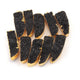 10 Pcs Black Agate 24K Gold Plated Horn Shape Sparkle Druzy Single Bail Pendant 37mmx13mm-41mmx11mm DRZ054 - Tucson Beads
