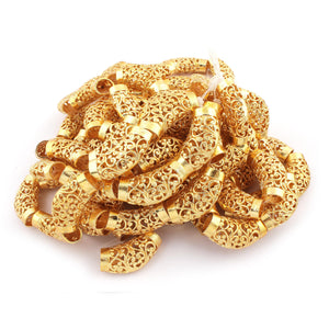 1 Strand 24k Gold Plated Designer Copper Casting Carved Fancy Beads - Jewelry - 33mmx15mm 8.5 Inches GPC126 - Tucson Beads