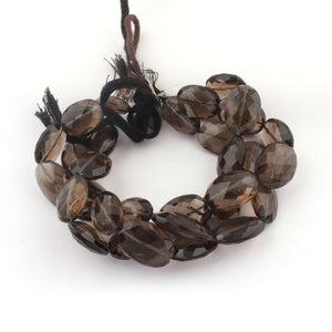 1 Strand Smoky Quartz Faceted Oval Briolettes - Center Drill Ovel Beads 18mmx13mm-20mmx14mm 8 Inches BR2133 - Tucson Beads