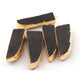 5 Pcs Black Agate 24K Gold Plated Horn Shape Sparkle Druzy Single Bail Pendant 37mmx14mm-40mmx14mm DRZ123 - Tucson Beads