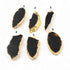 Pc Black Agate Druzy Drusy Druzzy Slice Electroplated 24K Gold Edge Single Bail Pendant 46mmx22mm-55mmx22mm Drz082 (You Choose)