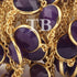 1 Foot Amethsyt Connector Chain - 24k Gold  Plated Bezel Continuous Connectors Beaded  Chain BD863