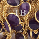 1 Foot Amethsyt Connector Chain - 24k Gold  Plated Bezel Continuous Connectors Beaded  Chain BD863 - Tucson Beads
