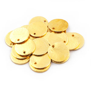 50 Pcs Gold Round Charm 24k Gold Plated On copper - Gold mat finish charm 12mm GPC596 - Tucson Beads