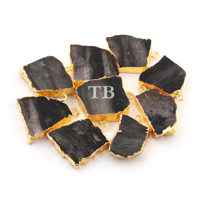 9 Pcs Black Rutile Druzy Druzzy Drusy Slice Electroplated 24K Gold Plated Pendant - 24mmx14mm-23mx21mm Drz152 - Tucson Beads