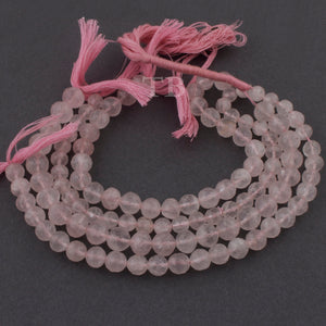 1 Strand Rose Quartz Faceted Center Drill Briolettes - Round Ball Beads 8mm-9mm 8 Inches BR3881 - Tucson Beads