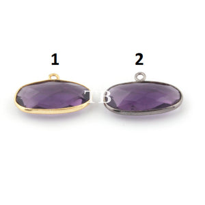 5 Pcs Amethyst Faceted Oval Vermeil /Oxidized Silver Single Bail Pendant - 21mmx14mm SS220 (You Choose) - Tucson Beads