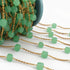 2 Feet Green Chalcedony 9mm Cubes Beaded Chain -Chalcedony Cubes Wire Wrapped 24k Gold Plated Chain BD819